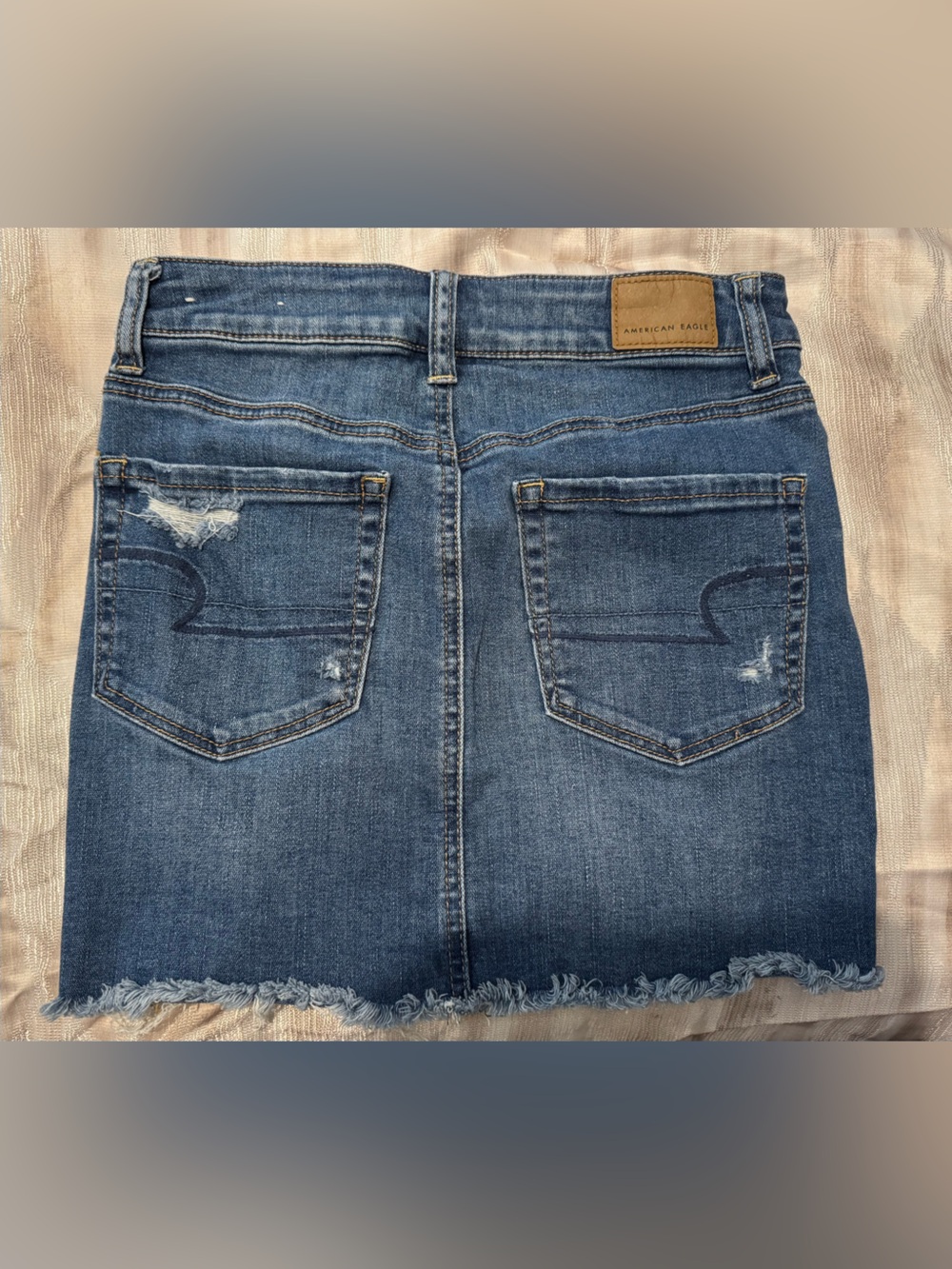 American Eagle Distressed Denim Mini Skirt Size 0 - Picture 2 of 4